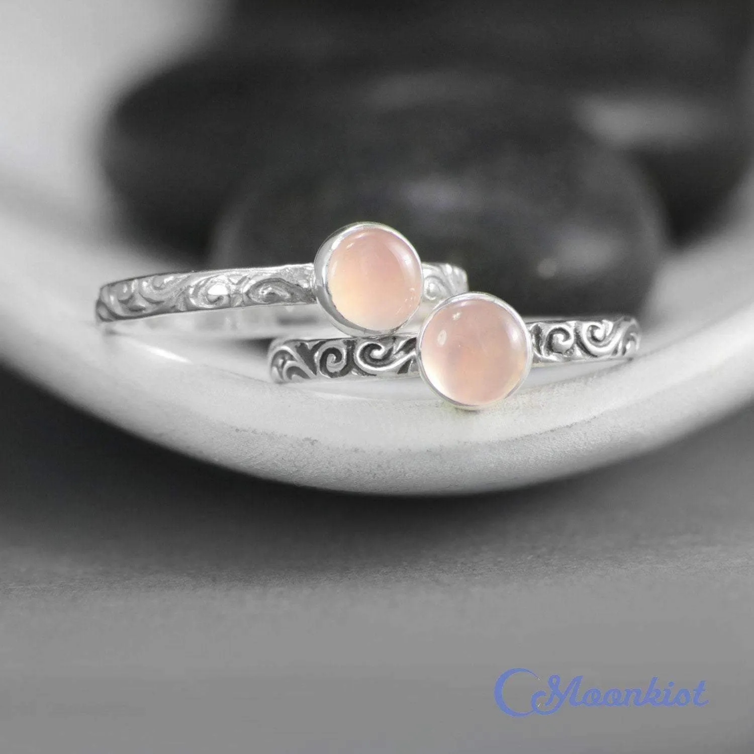 Sweet Vintage Rose Quartz Promise Ring for Her | Moonkist Designs