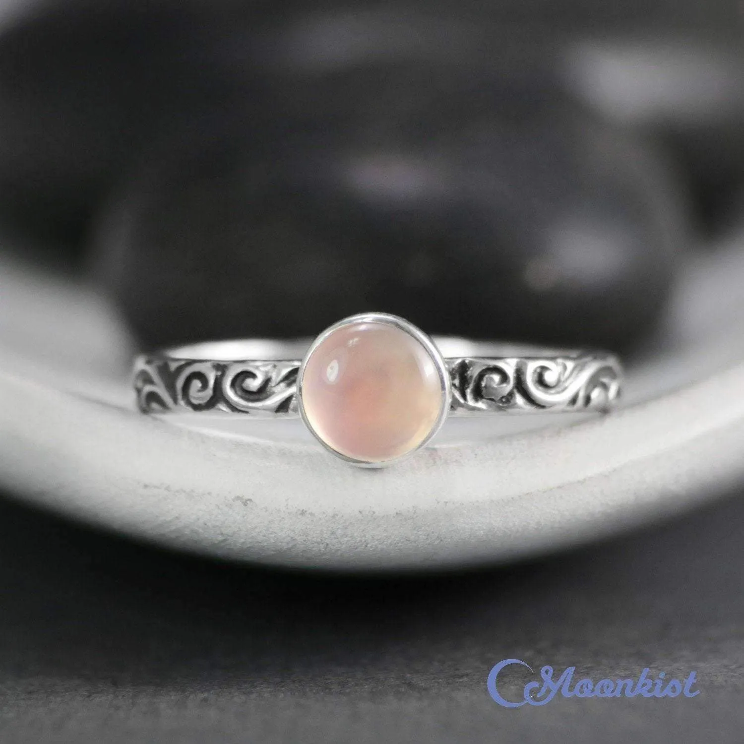 Sweet Vintage Rose Quartz Promise Ring for Her | Moonkist Designs