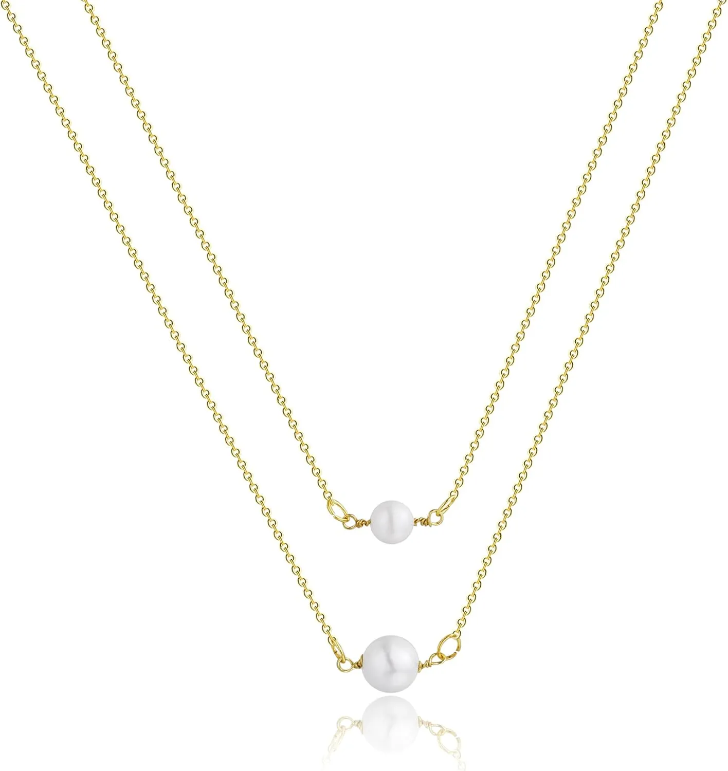 Tasiso Dainty Pearl Necklace - Women's Pendant Necklaces with Barque Pearl Pendant and Paperclip Toggle - Simple Bridesmaid Jewelry Gift