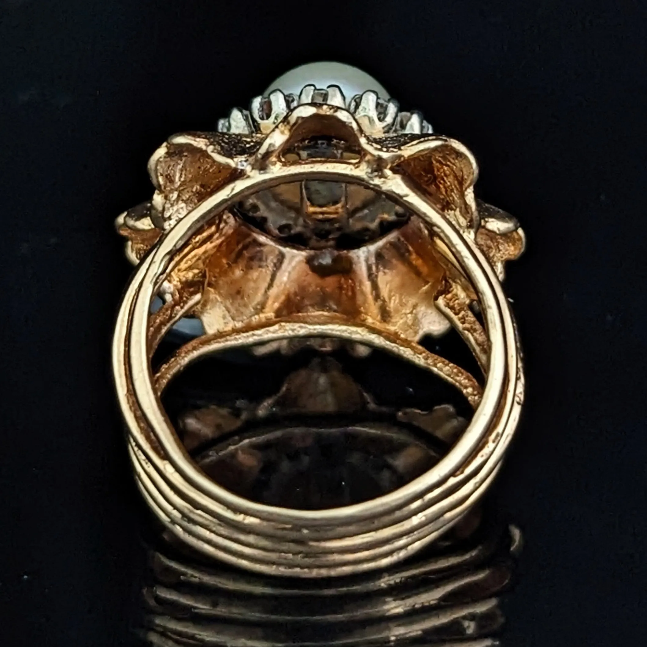 The Lexington - Vintage Pearl Diamond 14k Gold Cocktail Ring c.1960s