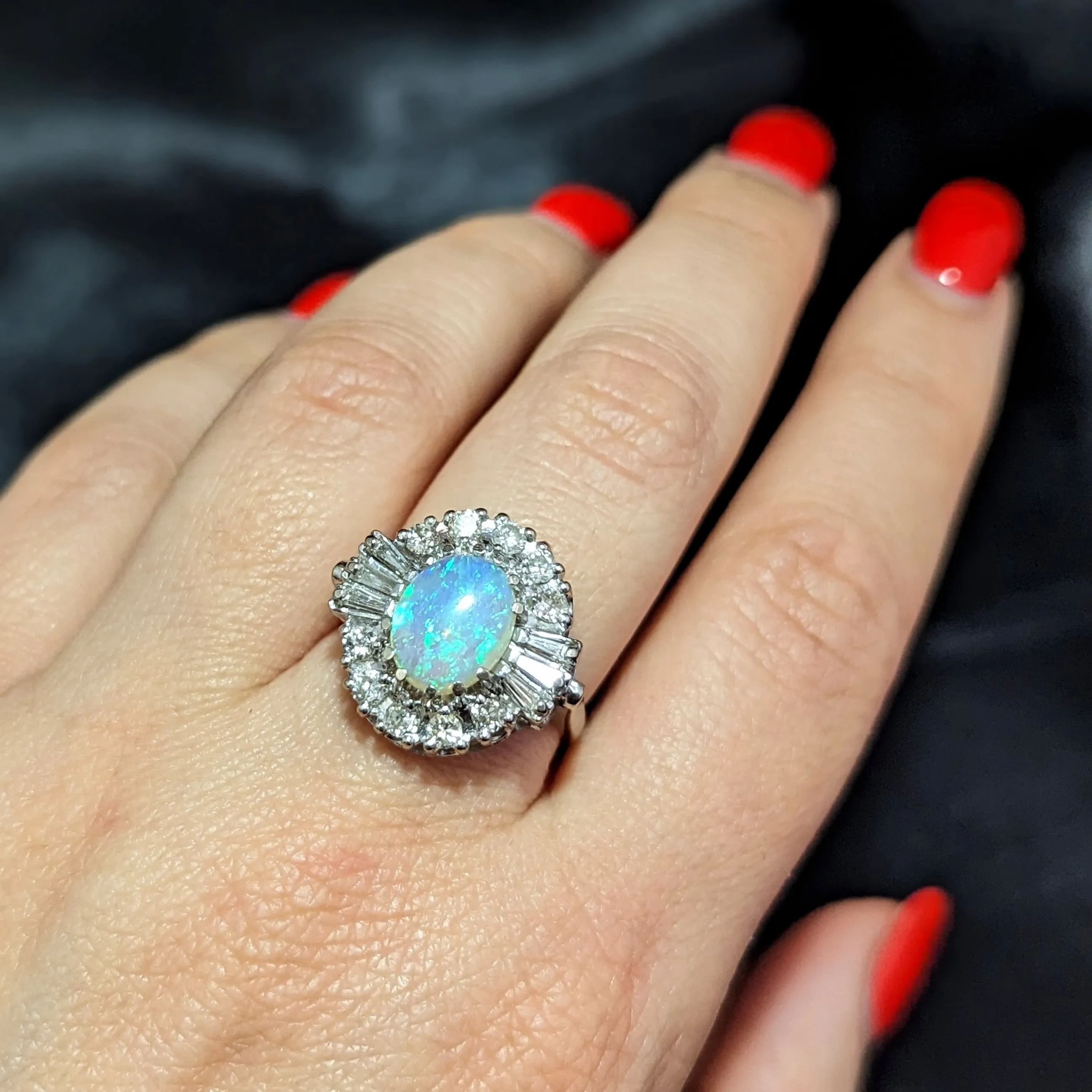 The Nederland - Vintage Opal Diamond 14k Gold Cocktail Ring