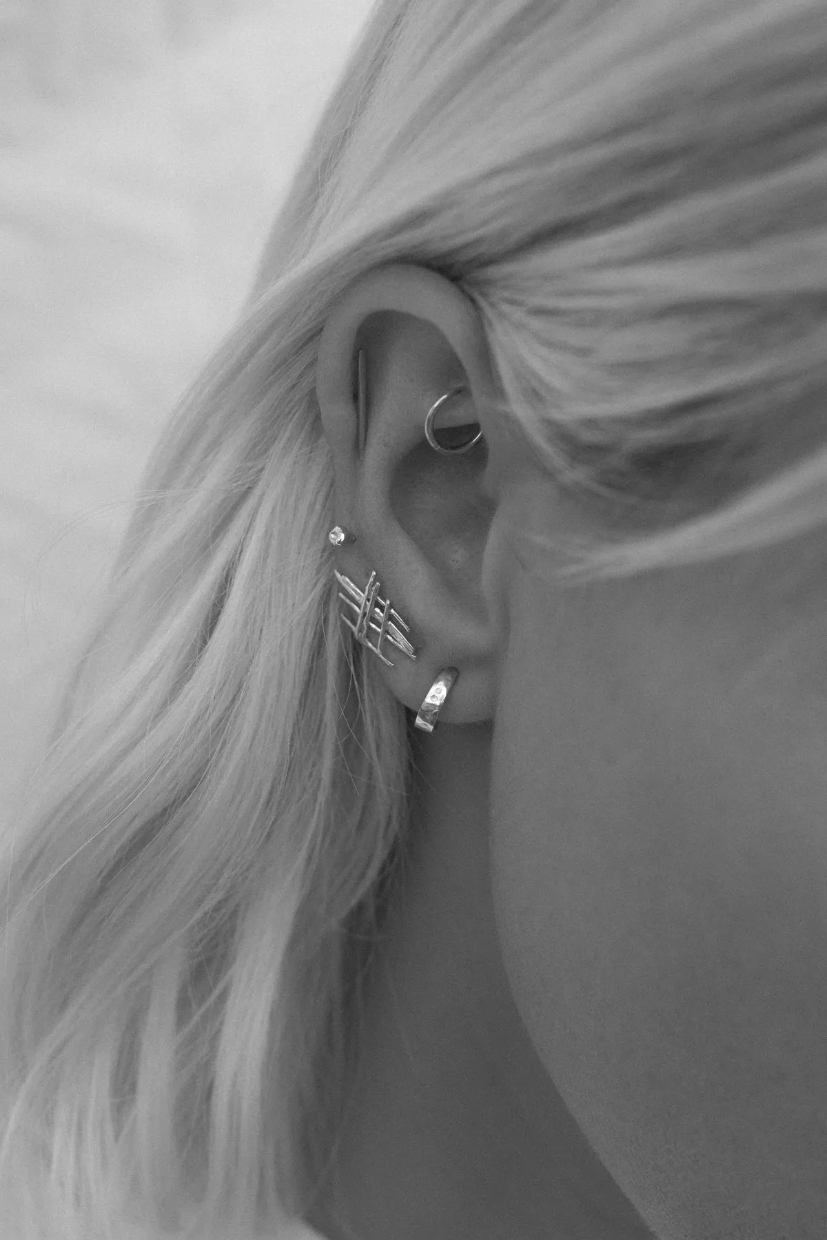 Tiny Battered Hoops | Silver