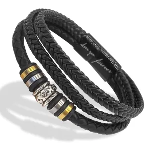To My Grandson Braided Leather Bracelet Handmade Leather Bracelet for Men Love You Forever Braided Rope Wristband Bracelet Personalized Bracelets Gift for Grandso(To My Grandson)