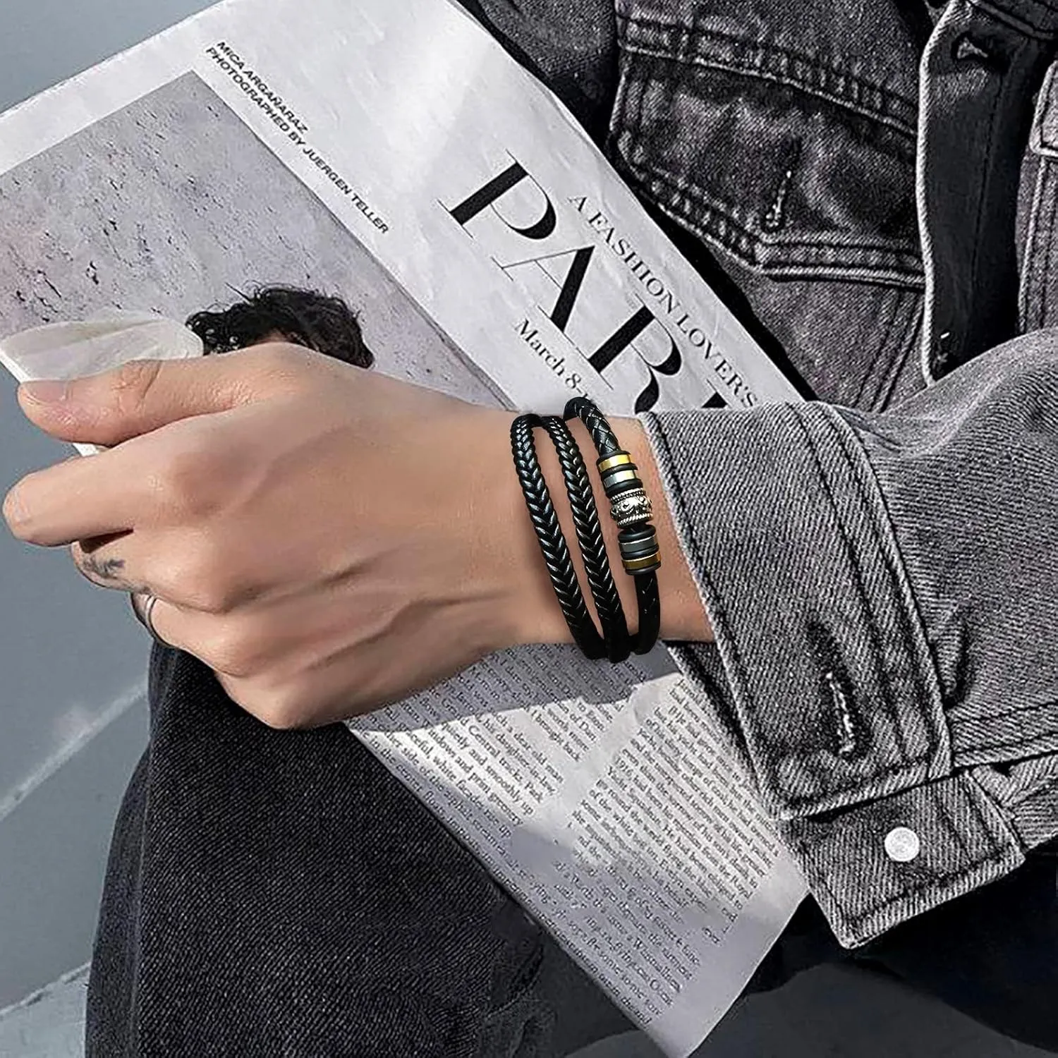 To My Son Braided Leather Bracelet Handmade Leather Bracelet for Men Love You Forever Braided Rope Wristband Bracelet Personalized Bracelets Gift for Son(To My Son)
