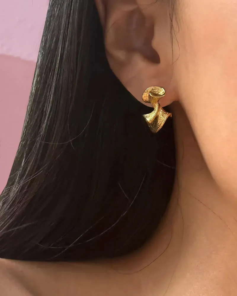 Tora Leaf Gold Earrings