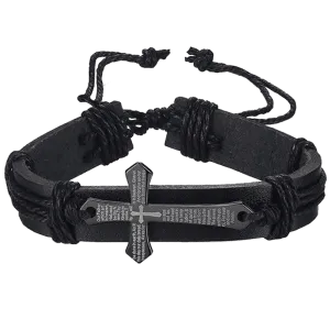 Traicere - Vintage leather bracelet with cross