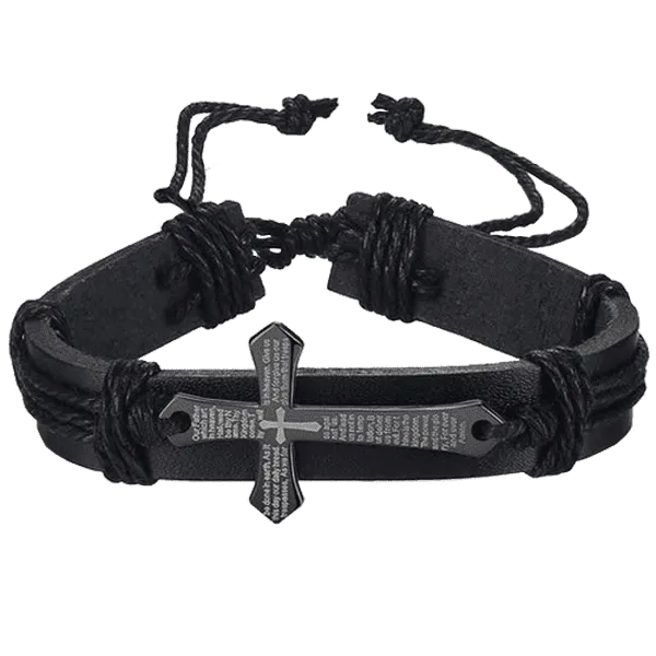 Traicere - Vintage leather bracelet with cross