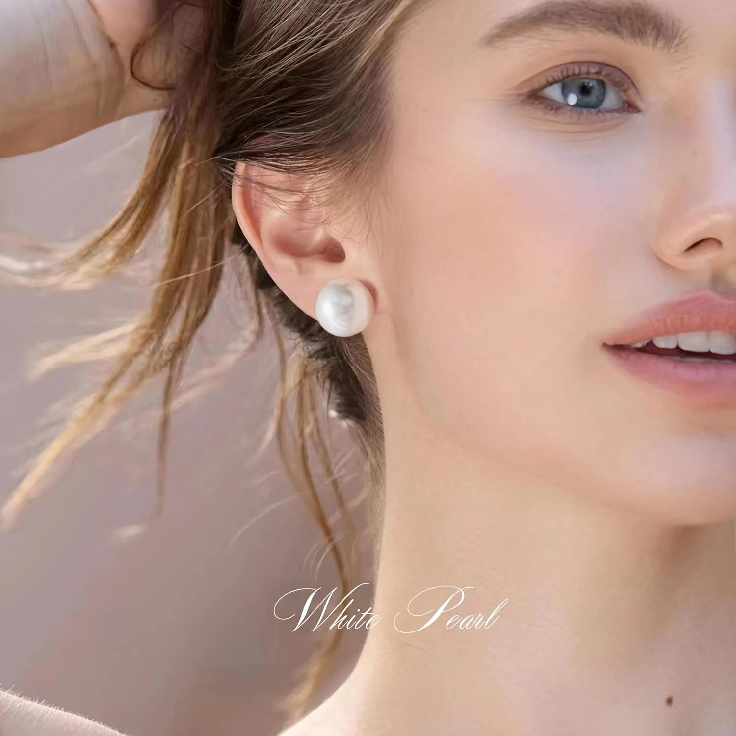 Trendy Big Simulated Pearl Earrings for Women, 925 Sterling Silver Post 14/12MM Oversized Large Pearl Studs Bride Bridesmaid Wedding Earrings Jewelry Gifts