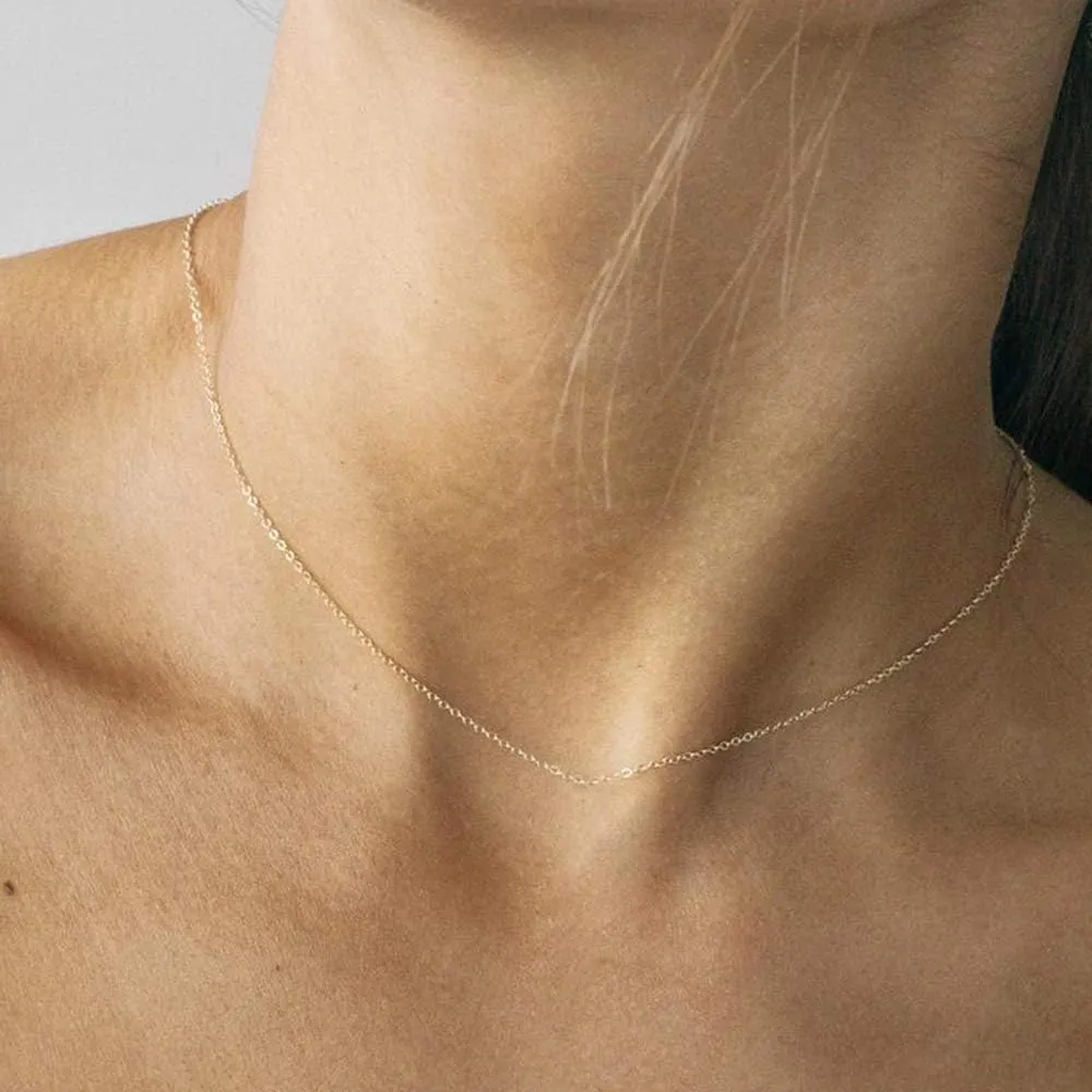 Turandoss Dainty Gold Choker Necklaces for Women - 14K Gold Plated Handmade Medallion Snake Link Chain Cross Star Moon Adjustable Simple Choker Necklaces for Women Jewelry
