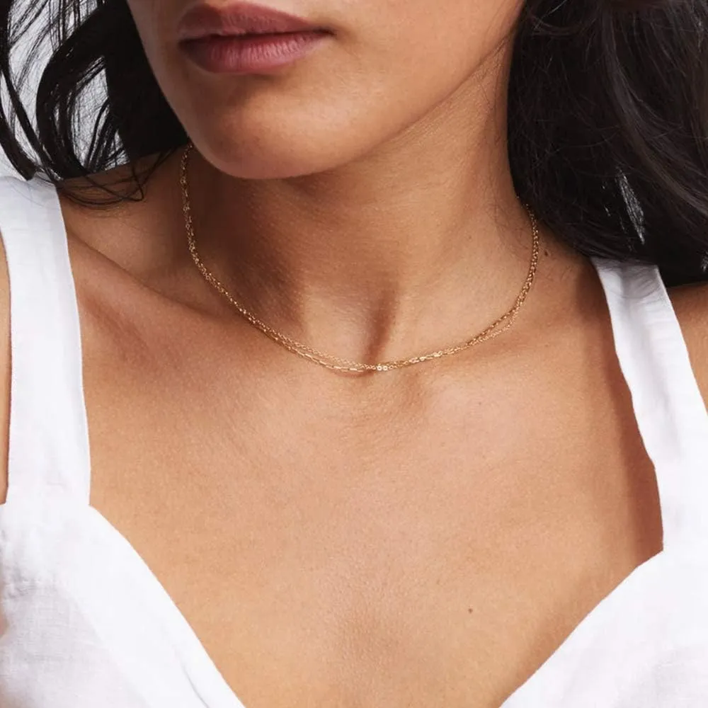 Turandoss Dainty Gold Choker Necklaces for Women - 14K Gold Plated Handmade Medallion Snake Link Chain Cross Star Moon Adjustable Simple Choker Necklaces for Women Jewelry