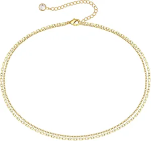 Turandoss Dainty Gold Choker Necklaces for Women - 14K Gold Plated Handmade Medallion Snake Link Chain Cross Star Moon Adjustable Simple Choker Necklaces for Women Jewelry