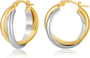 Two Tone Huggie Hoop Earrings For Women Statement Gold And Silver Earrings