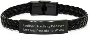 Unique Idea Leather Tooling Gifts, Leather Tooling, Funny Braided Leather Bracelet For Friends, Engraved Bracelet From Friends, Leatherworking, Tooling leather, Leather crafting, Handmade leather