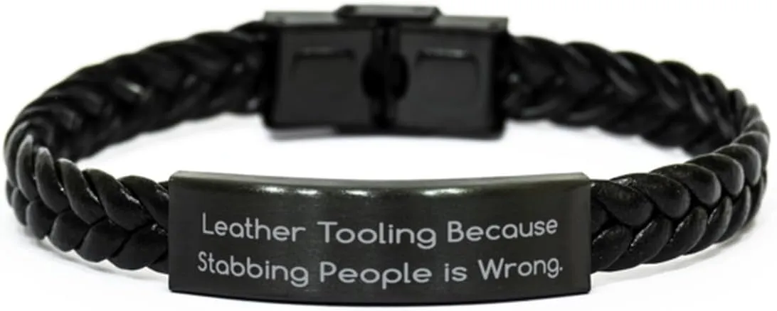 Unique Idea Leather Tooling Gifts, Leather Tooling, Funny Braided Leather Bracelet For Friends, Engraved Bracelet From Friends, Leatherworking, Tooling leather, Leather crafting, Handmade leather