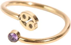 Unique Zircon Constellations Rings Adjustable Fashion Open Rings Statement Jewelry Simple Knuckles Rings