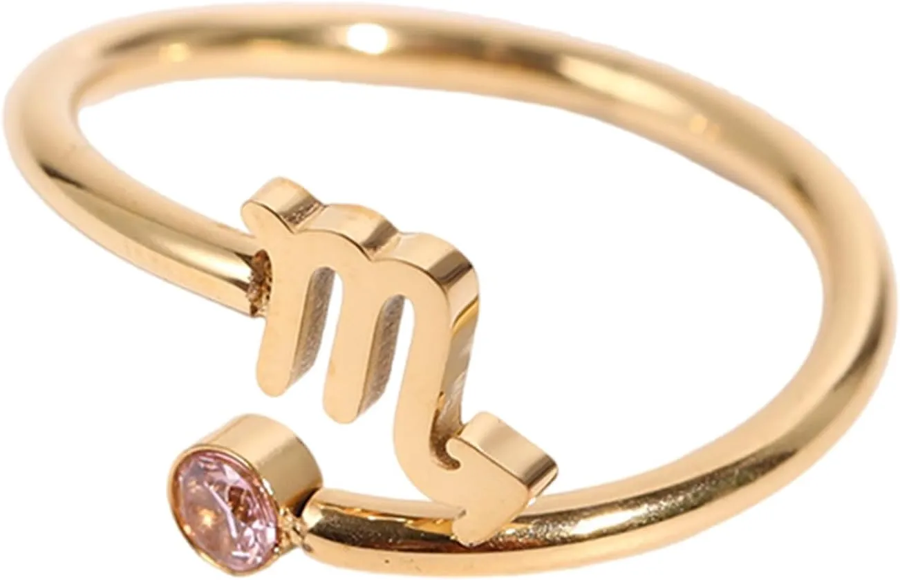 Unique Zircon Constellations Rings Adjustable Fashion Open Rings Statement Jewelry Simple Knuckles Rings
