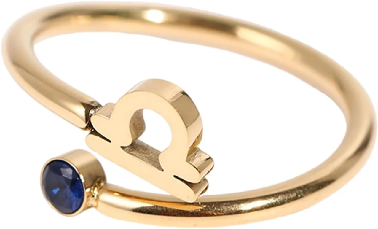 Unique Zircon Constellations Rings Adjustable Fashion Open Rings Statement Jewelry Simple Knuckles Rings
