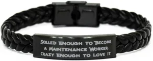 Useful Maintenance Worker Braided Leather Bracelet, Skilled Enough to., Joke Gifts for Coworkers from Friends, Birthday Gifts, Bangle Bracelet, Cuff Bracelet, Friendship Bracelet, Beaded Bracelet,