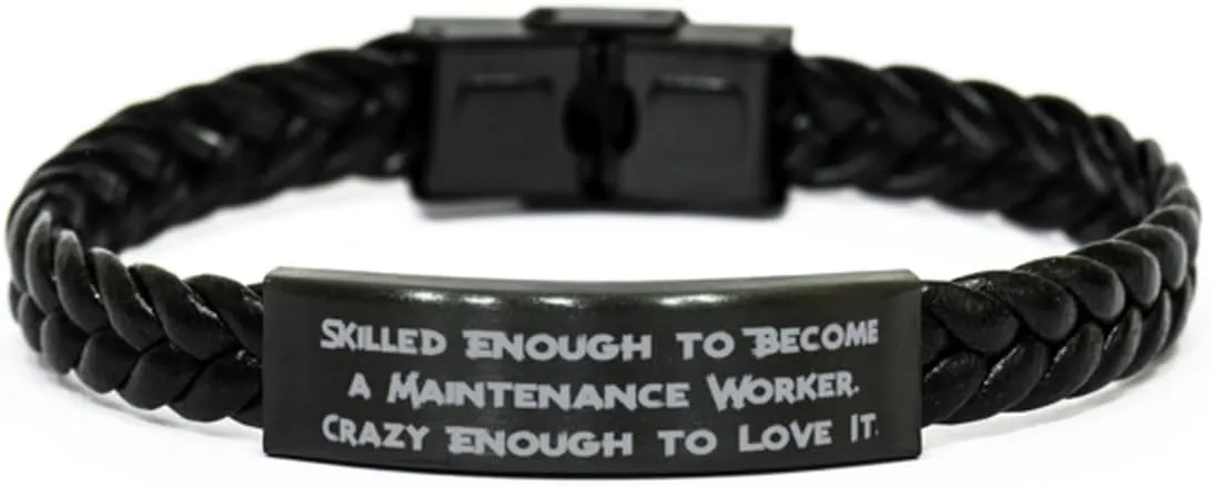 Useful Maintenance Worker Braided Leather Bracelet, Skilled Enough to., Joke Gifts for Coworkers from Friends, Birthday Gifts, Bangle Bracelet, Cuff Bracelet, Friendship Bracelet, Beaded Bracelet,
