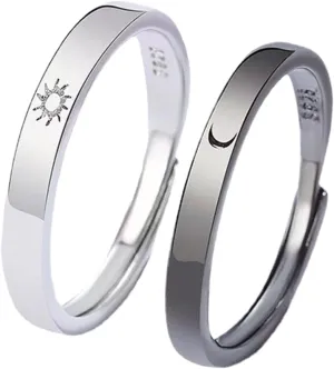 VALICLUD 1 Pair Sun and Moon Matching Rings Adjustable Promise Rings for Couples Occasions Unique Jewelry Him and Her Lightweight and Comfortable