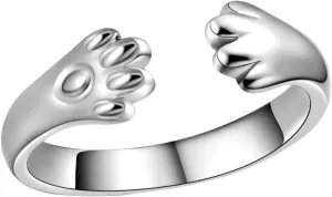 VALICLUD Elegant Ring Adjustable Open Ring Cat Claw Design Fidget for Women Fashion Decorative Jewelry
