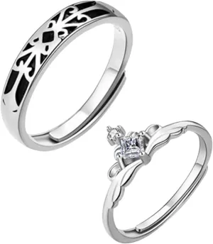 VALICLUD His Her Matching Ring Set Fashionable Couples' Adjustable Finger Jewelry