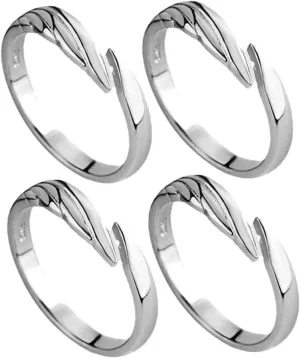 VANZACK 4Pcs Angel Devil Couple Matching Rings Open Minimalist Jewelry for Women and Men Valentine Day Birthdays Weddings Promise Rings