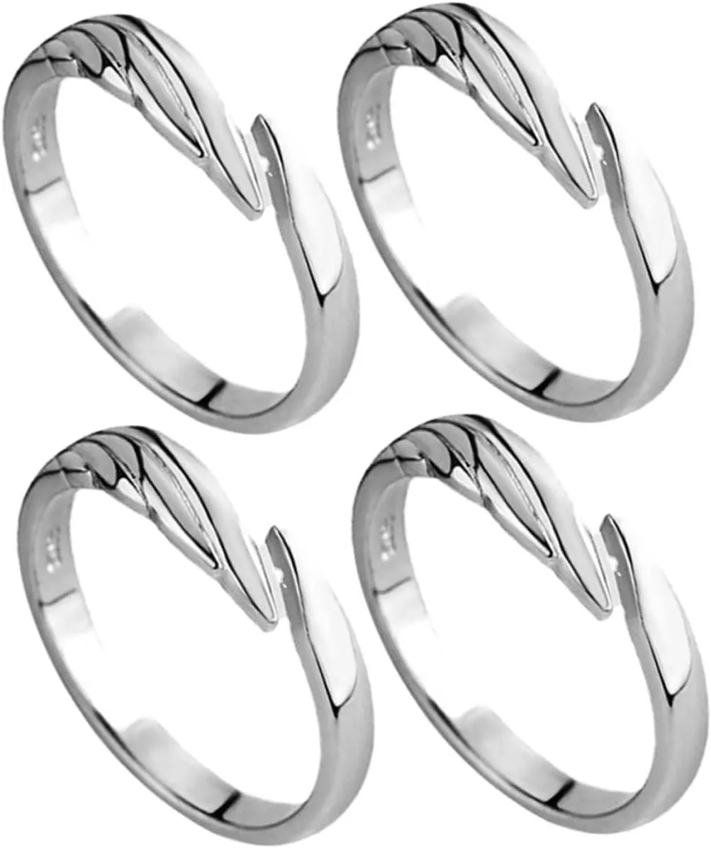 VANZACK 4Pcs Angel Devil Couple Matching Rings Open Minimalist Jewelry for Women and Men Valentine Day Birthdays Weddings Promise Rings