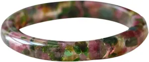 Vesppears Natural Feng Shui Colorful Jade Bangle Bracelet for Women Genuine with Tourmaline Fashionable Safe and Auspicious Fit 58-62mm