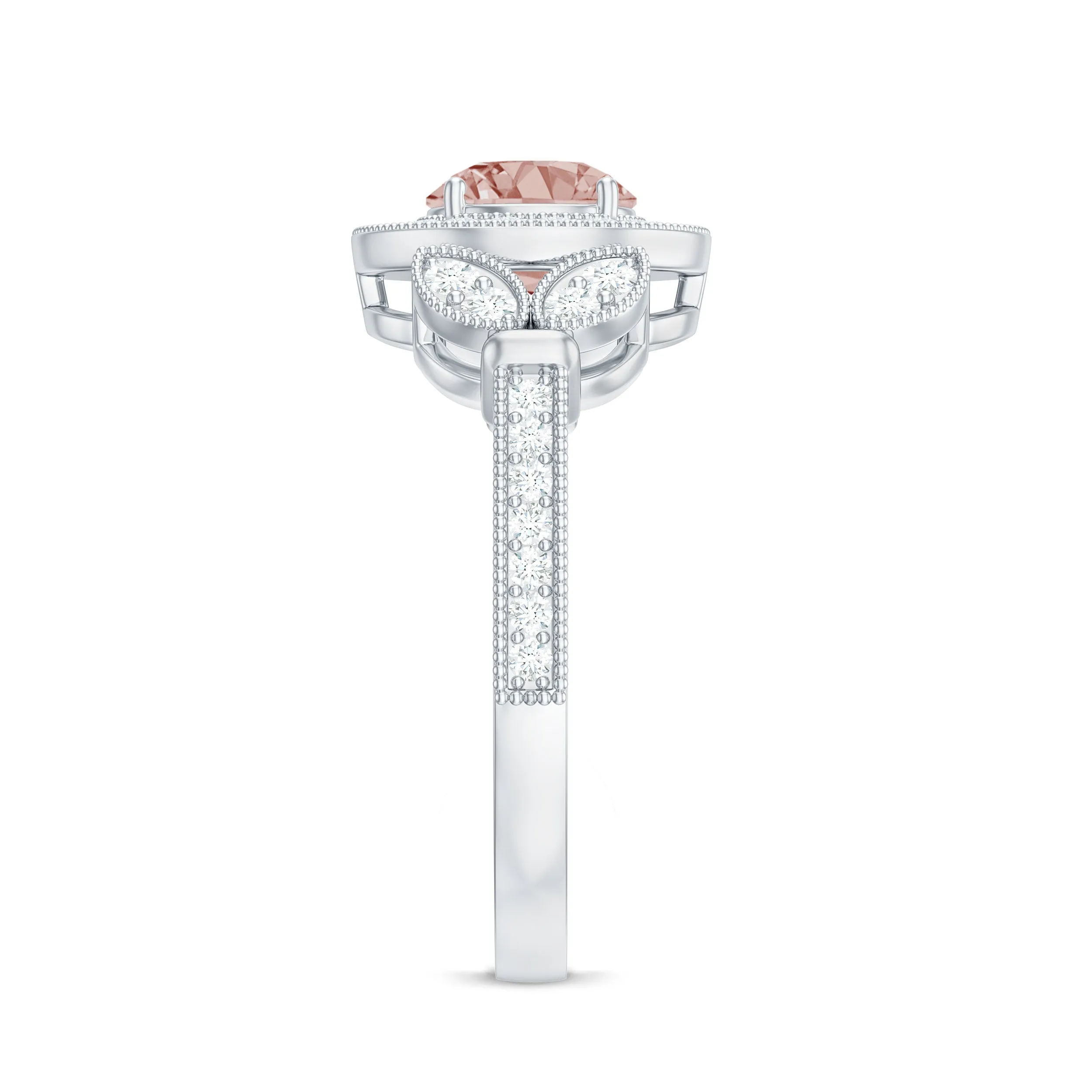 Vintage Inspired Morganite and Diamond Engagement Ring