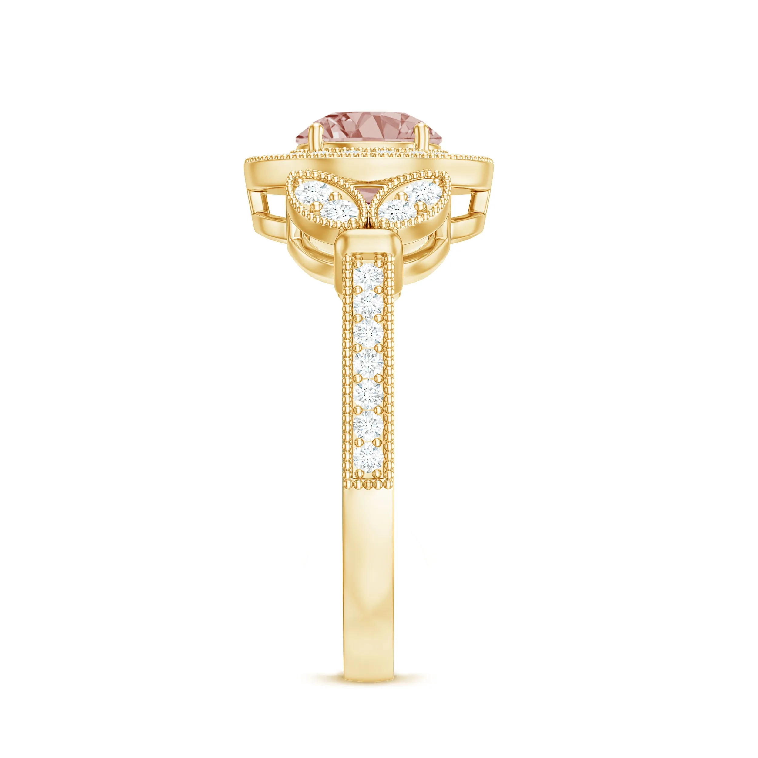 Vintage Inspired Morganite and Diamond Engagement Ring
