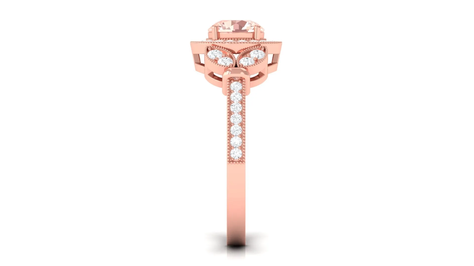 Vintage Inspired Morganite and Diamond Engagement Ring