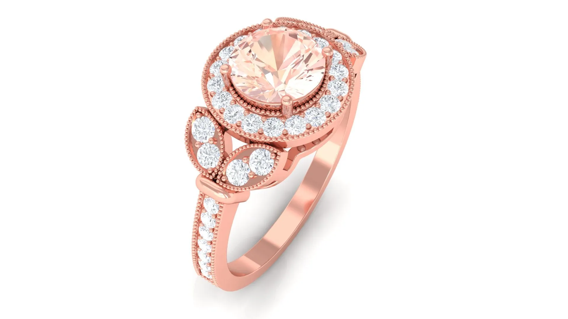 Vintage Inspired Morganite and Diamond Engagement Ring