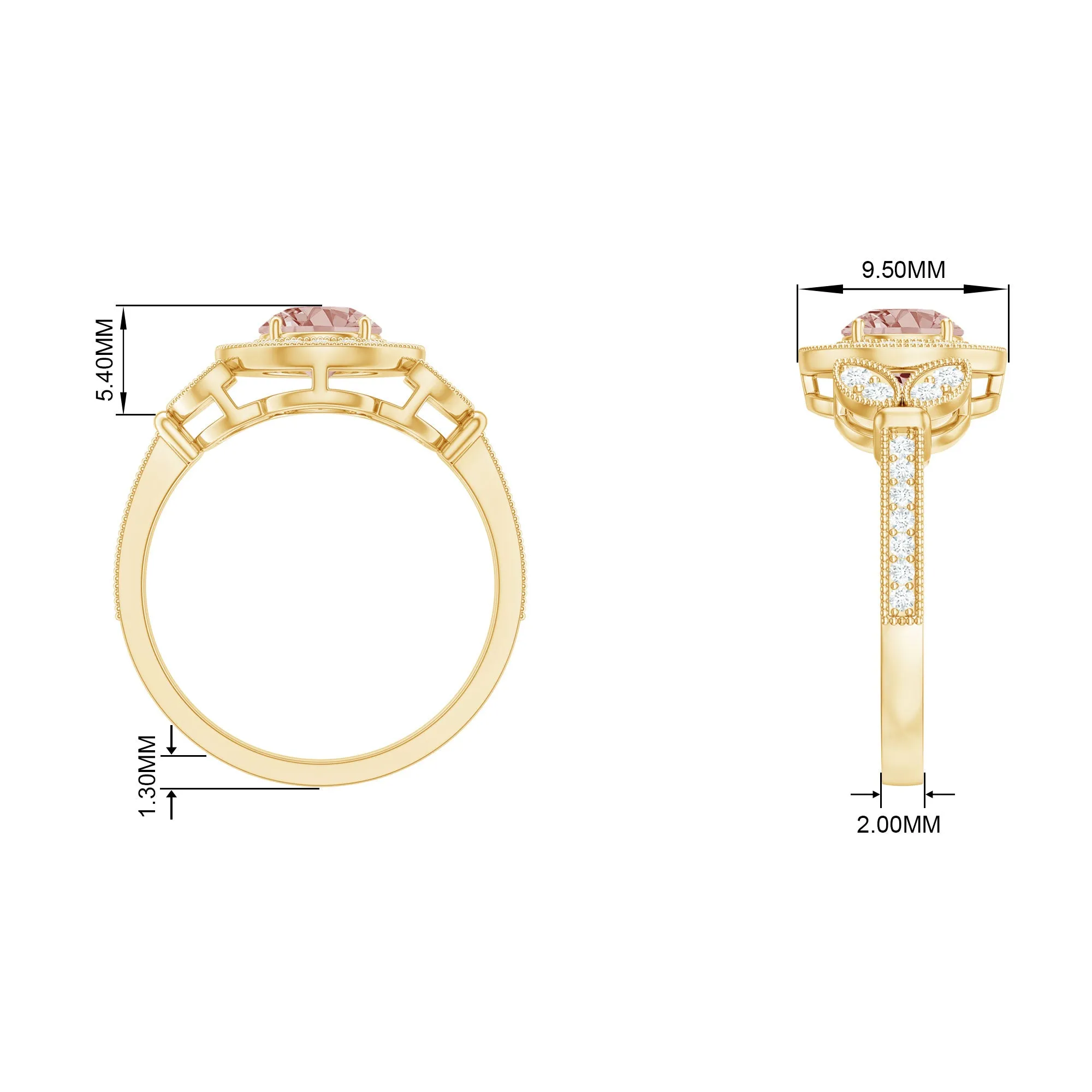 Vintage Inspired Morganite and Diamond Engagement Ring