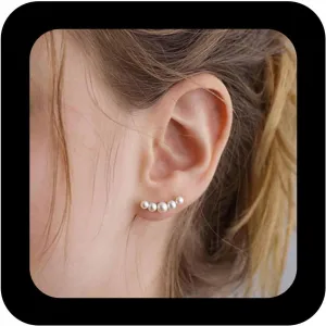Vintage Pearl Ear Climber Earrings Gold Pearl Stud Earrings Bridal Pearl Earrings Pearl Crawler Earrings Pearl Curved Earrings Jewelry for Women