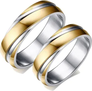 Wedding Ring for Men, Stainless Steel Rings for Men Gold Silver Ring 6mm Engagement Couple Rings