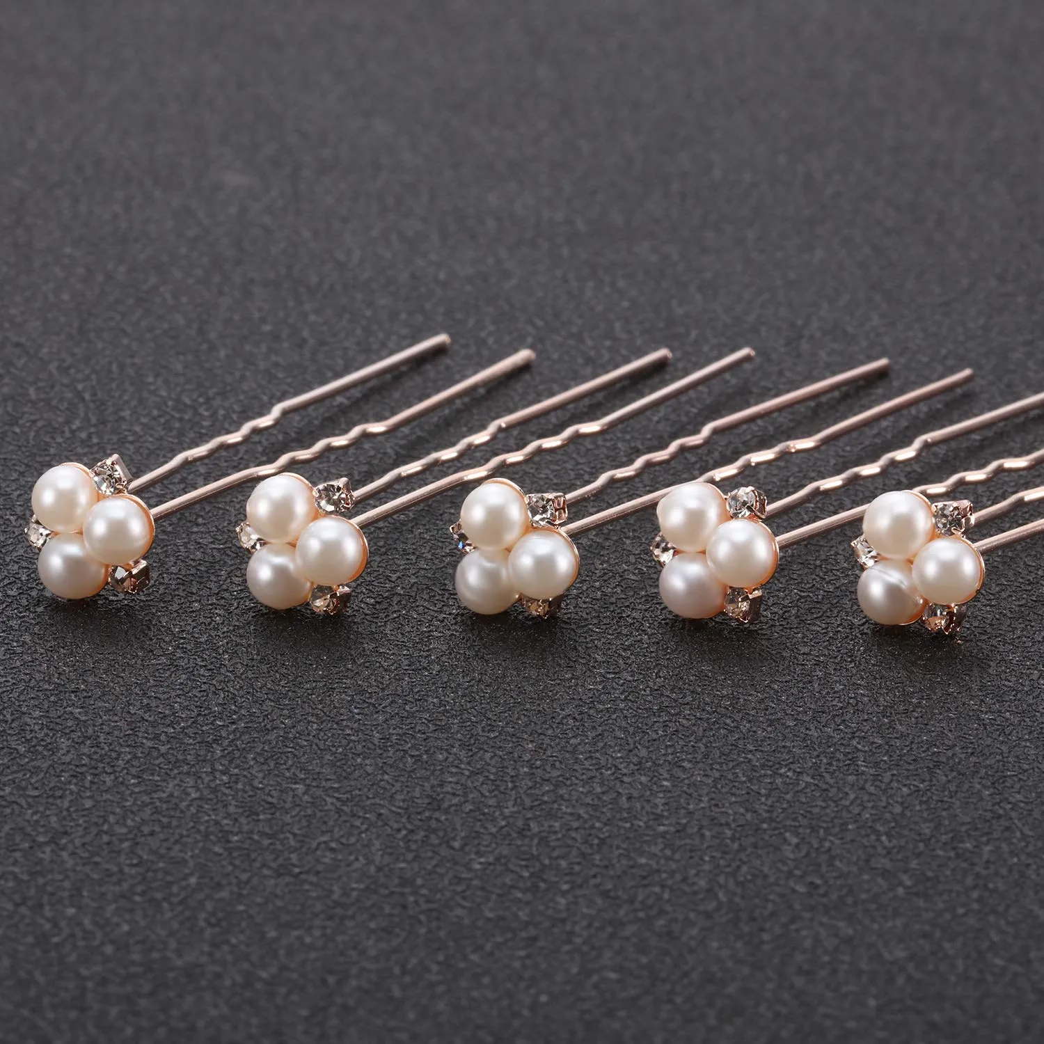 WILLBOND 18 Pcs Pearl Hair Pins Bridal Wedding Hair Accessories Crystal Bobby Pin for Brides Bridesmaids Flower Women Girls(Rose Gold)