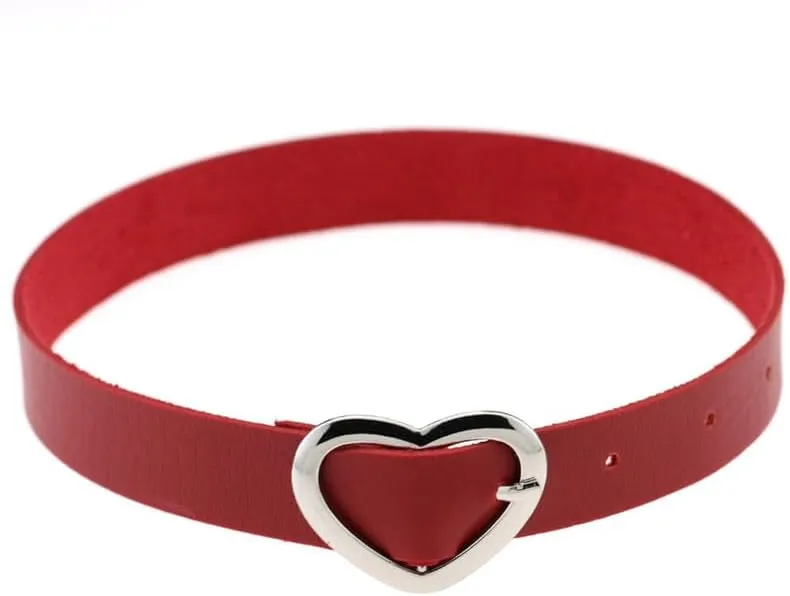 Women Heart Choker Necklace Handmade Adjustable Hip Hop Costume Cosplay Nightclub Punk Neck Collar Choker