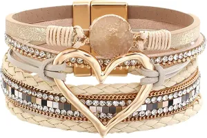 Women Link Bracelet Woven Bracelet Bohemian Multi Layer Bracelet Leather Bracelets For Women Men Christmas Birthday Gift Color Rope Woven Bracelet (B, One Size)