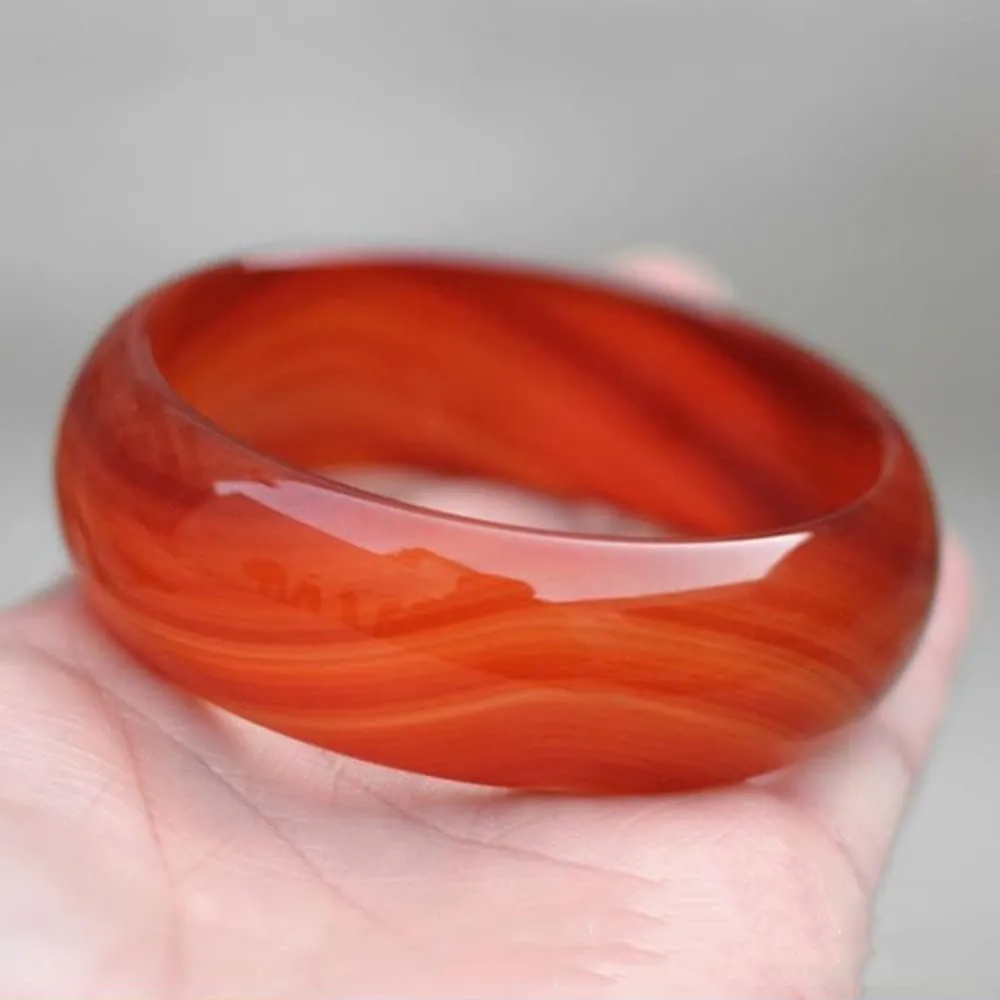 Women's Bracelet, Jade Bangle Bracelet with Bracelet Box, Classical Chinese Style Retro Red Stone Bangle for Teenager, Natural Jewelry for Birthday,64-66mm,