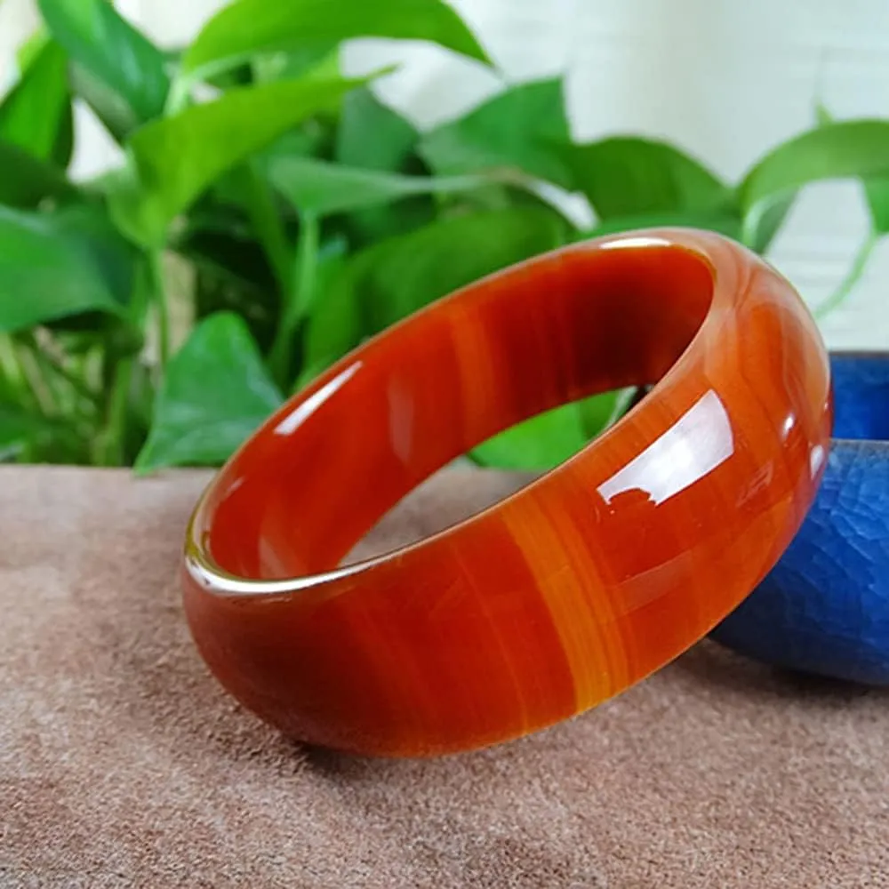 Women's Bracelet, Jade Bangle Bracelet with Bracelet Box, Classical Chinese Style Retro Red Stone Bangle for Teenager, Natural Jewelry for Birthday,64-66mm,