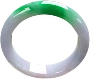 Women's Bracelet, Jade Bangle, Half White and Half Green Floating Flower Jade Bangle Bracelet, Ladies, for Family Or Friend, with Jewelry Box, 52-64mm,60mm,