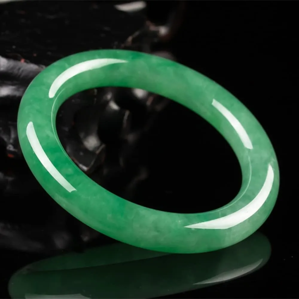 Women's Bracelet, Women's Jade Bangle, Green Floating Flower Jade Bangle, Women's Round Bar Jade Bangle, for Girlfriend, for Friends, with Jewelry Box, 54-62mm,60mm,