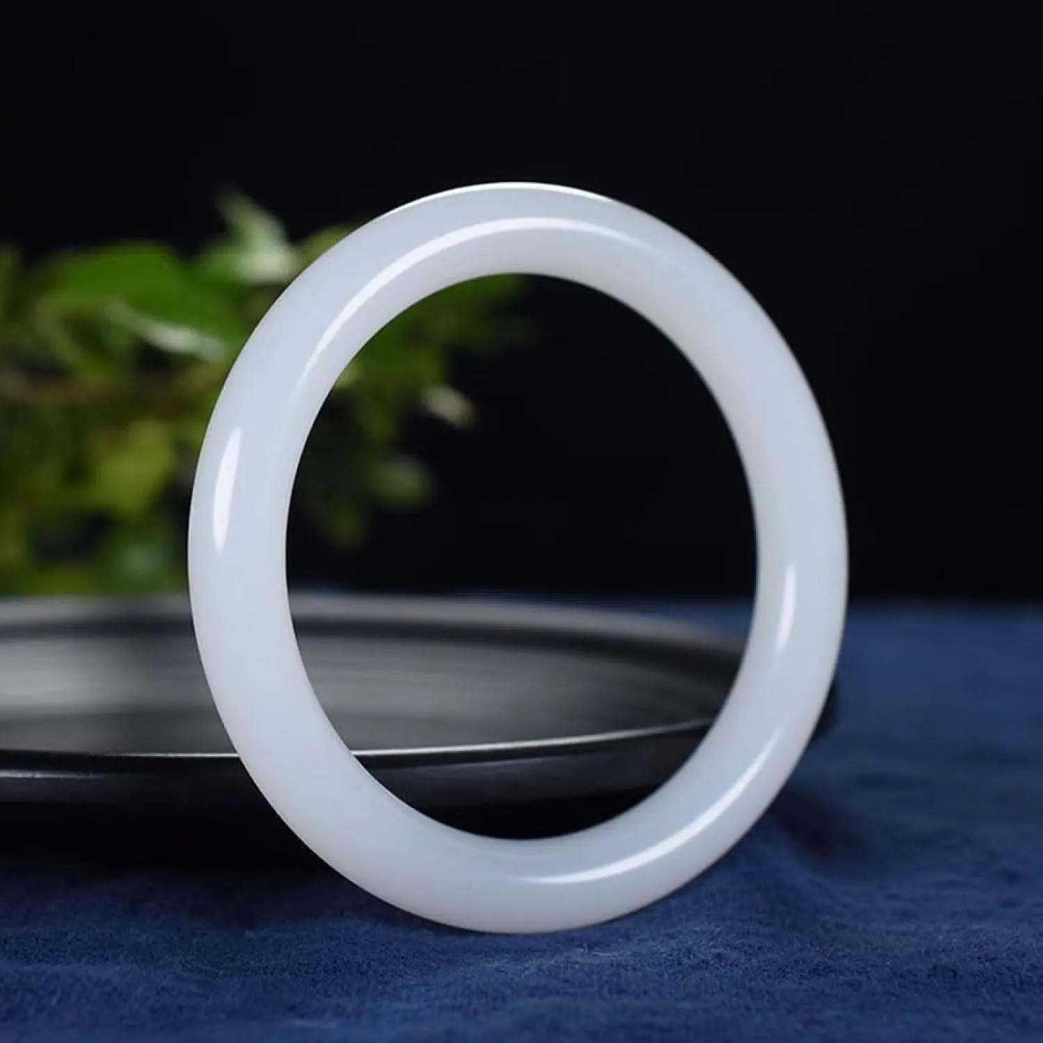 Women's jade bracelet, genuine white thin round jade bracelet, made by a master,