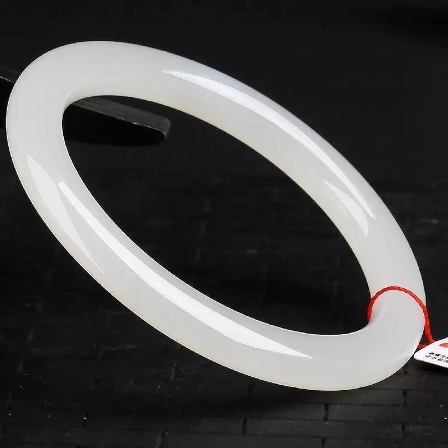 Women's jade bracelet, genuine white thin round jade bracelet, made by a master,