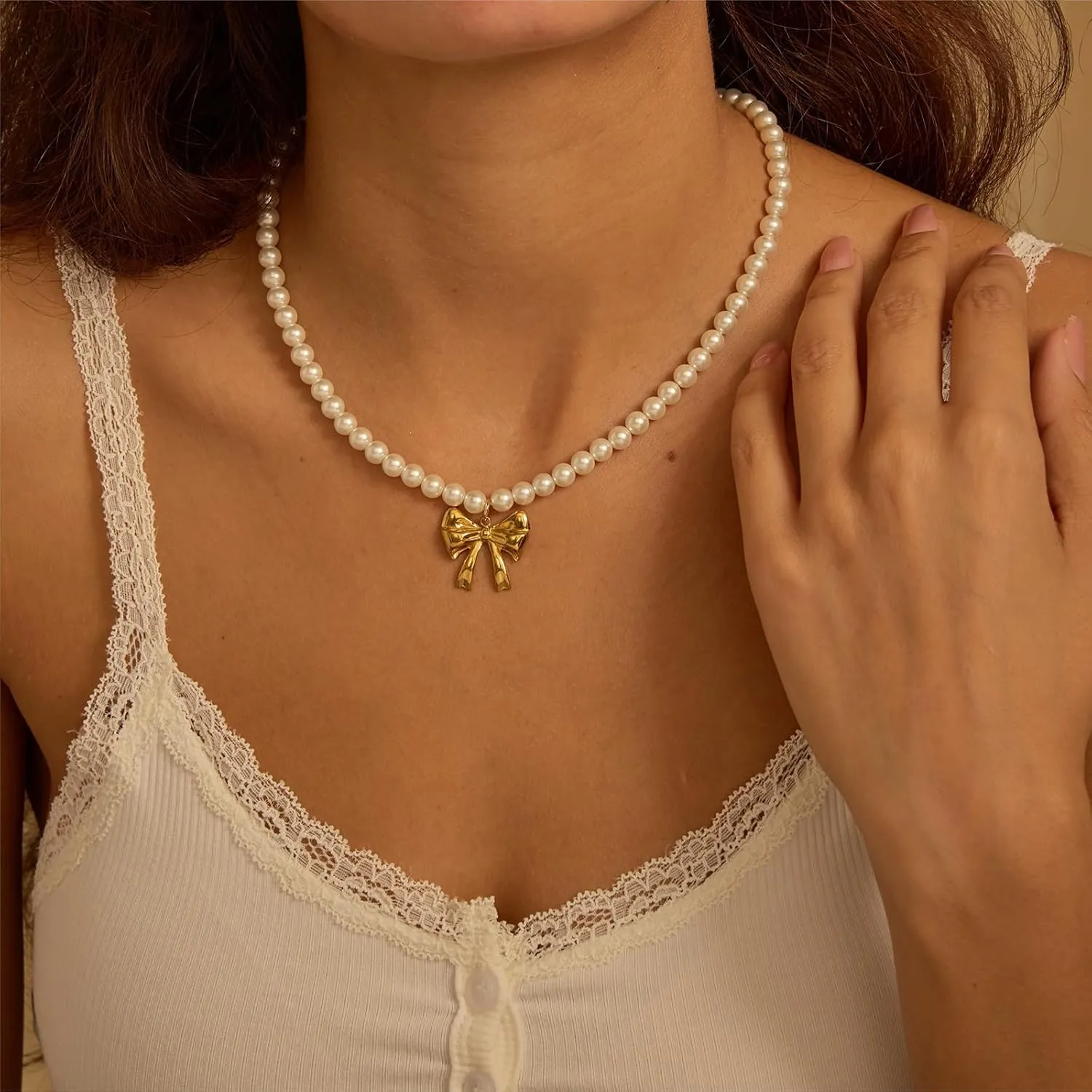 Women's Shell Pearl Choker Necklace, Trendy 14K Gold Plated Pearl Necklace With Pendant Exquisite Handmade Jewelry Gift