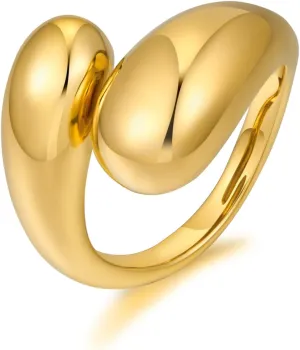 WOWORAMA Chunky Open Rings for Women Gold Silver Adjustable Dome Teardrop Rings Bold Thick Statement Rings Simple Stackable Band Rings