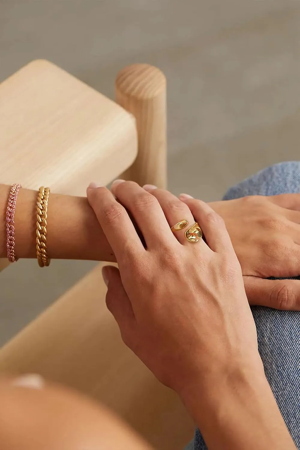 WOWORAMA Chunky Open Rings for Women Gold Silver Adjustable Dome Teardrop Rings Bold Thick Statement Rings Simple Stackable Band Rings