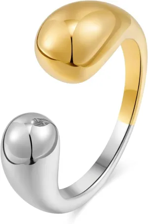 WOWORAMA Chunky Open Rings for Women Gold Silver Adjustable Dome Teardrop Rings Bold Thick Statement Rings Simple Stackable Band Rings