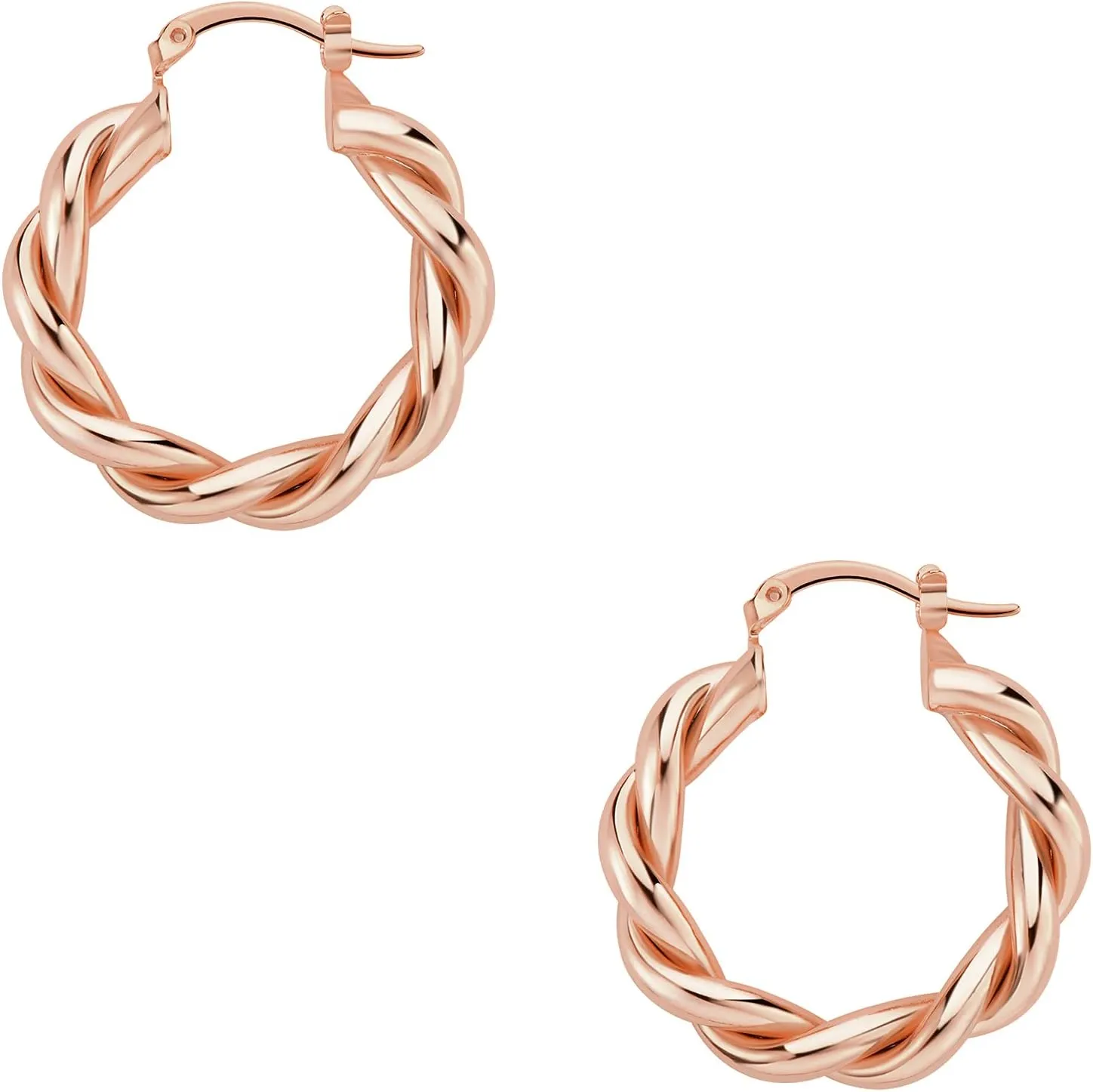 Wowshow Big Chunky Hoop Earrings, Twisted Thick Gold Hoops - 14K Real Gold Plated, Hypoallergenic